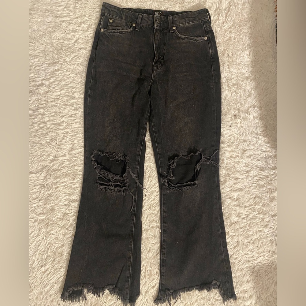 Urban Outfitters Black Distressed Flare Jeans